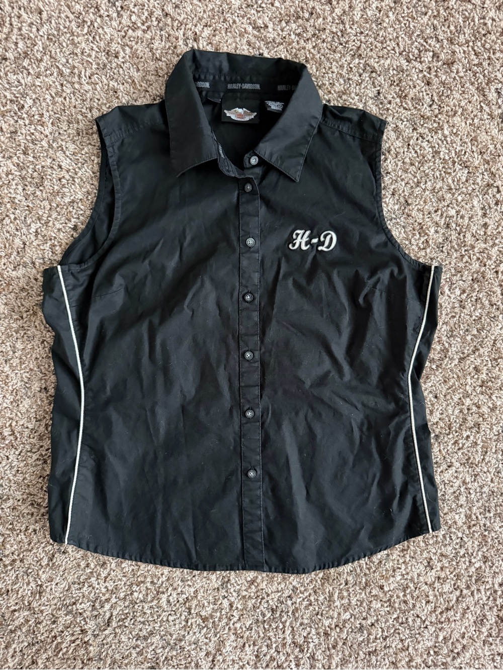 Harley-Davidson W’s Sleeveless Button-Up Shirt with H-D Embroidery Tank, size XL